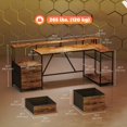 thumbnail image 2 of 76" L-Shaped Gaming Desk with RGB Lights, Computer Table with USB Ports, Monitor Stand & 2 Fabric Drawers, Rustic Brown Particleboard & Steel Desk for Home Office or Bedroom, 2 of 7