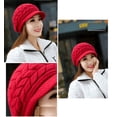 thumbnail image 2 of Gorro de invierno cálido para mujer, gorro de lana para esquiar con visera, 2 of 3
