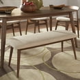 thumbnail image 3 of Weston Home Arne Mid-Century Tapered Beige Fabric Dining Bench, Dark Walnut Finish, 3 of 7