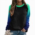 thumbnail image 4 of Towmus Women's Regular-Fit Long-Sleeve Crew Neck Fall Casual Color Block Sweatshirts for Women Solid Color Basic Tops, 4 of 6