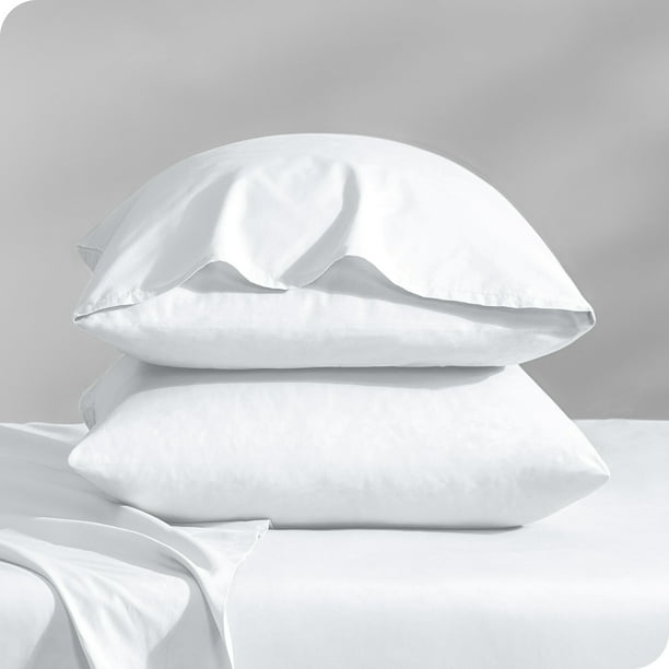 Bare Home Juego de Fundas de Almohada de Tejido de Percal - 300 Hilos - 100 % Algodón Orgánico - Estándar, Blanco