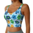 thumbnail image 2 of Fotbe Cartoon Monster Pattern Womens' Sports Bra Longline Wirefree Padded with Medium Support Sports Moisture-Wicking Workou Vest,Tank Top-X-Large, 2 of 7