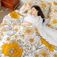 thumbnail image 5 of Manfei Vintage Country Floral 7-Piece Bedding Comforter Set,Rustic Plant King Bedding Sets,White Orange Bed Sheets For Men Women,Breathable Home Decor Reversible, 5 of 9