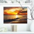 thumbnail image 1 of Colorful Dramatic Sunset over Waves - Modern Beach Canvas Art Print, 1 of 3