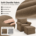 thumbnail image 4 of Aukfa 37.5" Oversized Chenille Accent Chair with Ottoman, Upholstered Armchair with Footrest for Living Room,Brown, 4 of 8