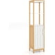 thumbnail image 1 of Gabinete de baño alto, gabinete de almacenamiento estrecho independiente con puerta, estantes y estante ajustable, soporte de torre de lino delgado para sala de estar y baño, 51" de alto, bambú, 1 of 6