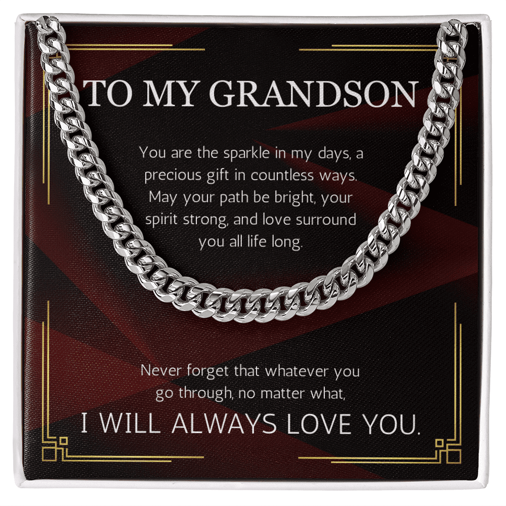 Grandson Gift Necklace Cuban Chain for Grandson From Grandma Grandpa Nana Graduation Birthday Christmas Gift From Grandfather Grandmother