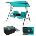 thumbnail image 3 of Gymax 2-Person Canopy Porch Swing Padded Chair Cooler Bag Rotatable Tray Turquoise, 3 of 10