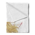 thumbnail image 2 of Bohemian Soft Flannel Fleece Throw Blanket, Young Woman with Long Hair Beads from Sea Shells Hip Spring Fashion, Cozy Plush for Indoor and Outdoor Use, 70" x 90", Pale Peach Brown, by Ambesonne, 2 of 5