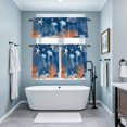 thumbnail image 4 of Summer Ocean Kitchen Curtains Valances and Tiers Set of 3 Coastal Jellyfish Orange Corals Shells Dark Blue Tier Curtains and Valance with Rod Pocket for Small Windows, 27.5"x36", 4 of 9