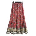 thumbnail image 2 of SWSMCLT Women's Gypsy Skirt Pleated Mid Rise Spring Aline Button Casual Elastic Ankle Length Summer Elastic Waist Red 10-12, 2 of 5