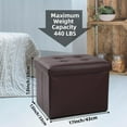 thumbnail image 3 of AUR Brown Leather Storage Ottoman Footrest Stool, 17x13x13inches, Modern Style, 3 of 15