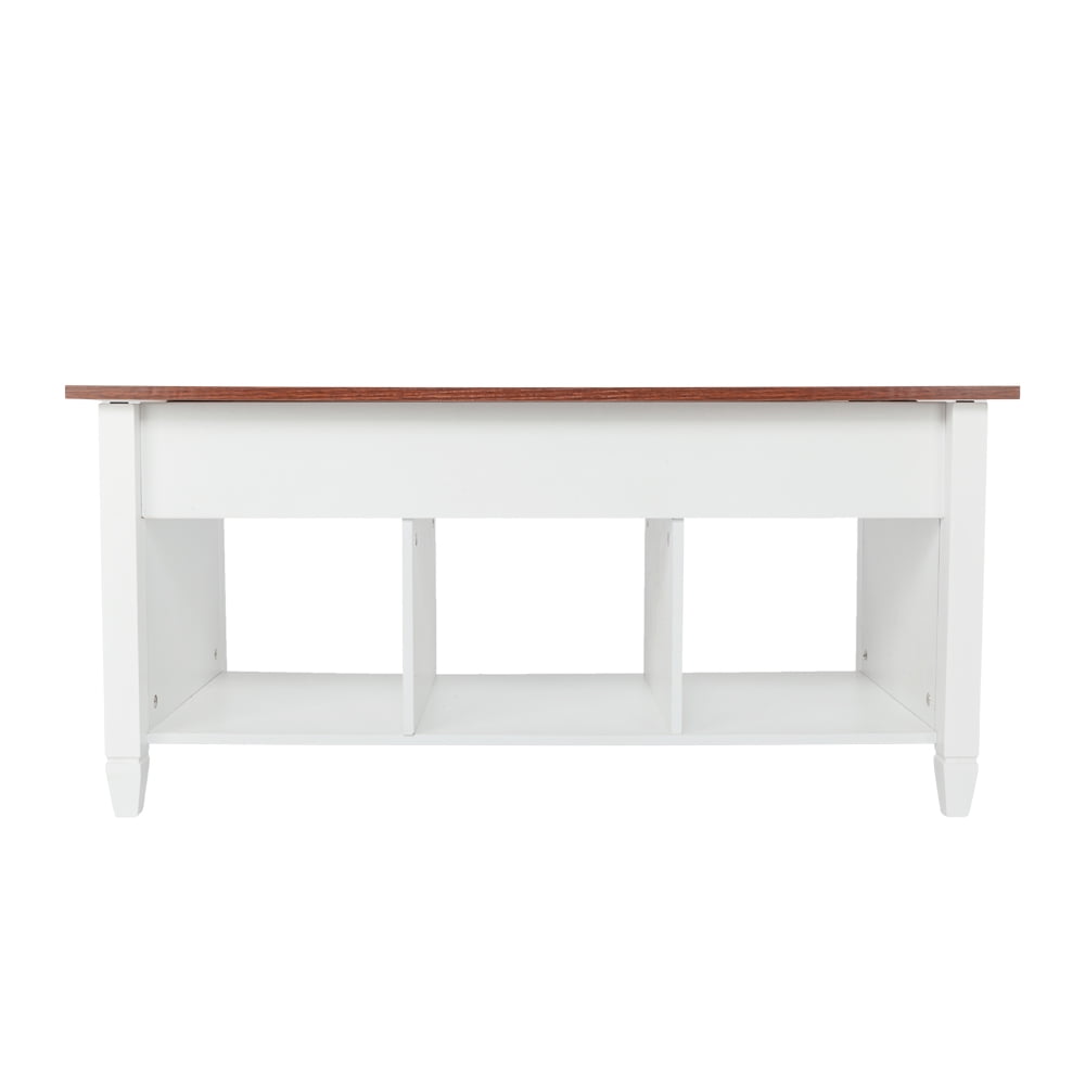 Kadyn Lift Top Coffee Table (with 3 Storage Rooms), Pop-up Coffee Table for Living Room, Central Coffee Table with Wooden Lifting Top, Ivory Kadyn Lift Top Coffee Table (with 3 Storage Rooms), Pop-up Coffee Table for Living Room, Central Coffee Table with Wooden Lifting Top, Ivory