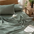 thumbnail image 4 of MooMee 100% Washed Cotton Duvet Cover Set Queen Linen Like Textured Breathable Lightweight 3-Piece (Heathered Green, 90"x90"), 4 of 8