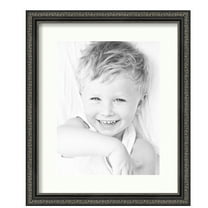 ArtToFrames 14x17" Matted Picture Frame with 10x13" Single Mat Photo Opening Framed in 1.25" Antique Black and 2" Porcelain Mat (FWM-5106-14x17)