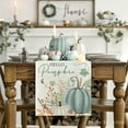 thumbnail image 2 of SM-XLHN Hello Pumpkin Flowers Leaves Thanksgiving Table Runner, Seasonal Fall Harvest Vintage Kitchen Dining Table Decoration for Indoor Outdoor Home Party Decor 13 x 72 Inch, 2 of 6