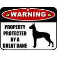 thumbnail image 2 of LED Light Up Red Flashing Blinking Attention Grabbing Laminated Dog Sign Warning Property Protected by a Great Dane (Silhouette) Yard Fence Gate, 2 of 5