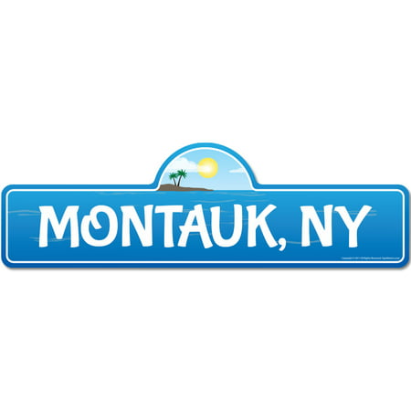 Montauk, NY New York Beach Street Sign | Indoor/Outdoor | Surfer, Ocean Lover, Décor For Beach House, Garages, Living Rooms, Bedroom | Signmission Personalized