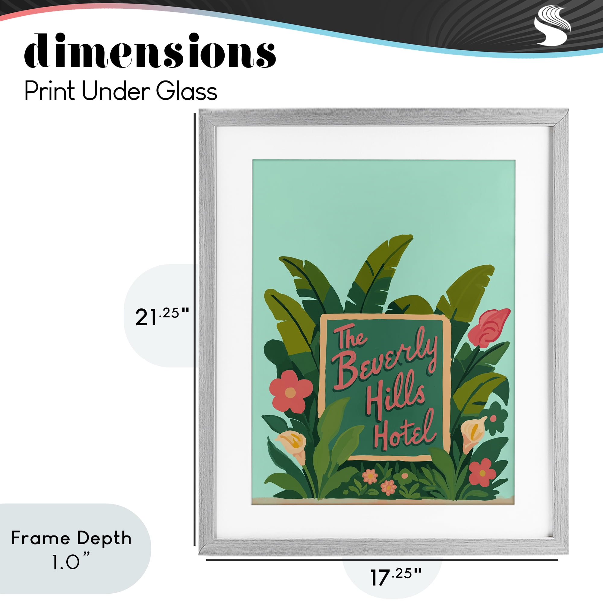 Stupell Industries Beverly Hills Hotel Gray Framed Print Under Glass, design by Amelia Noyes
