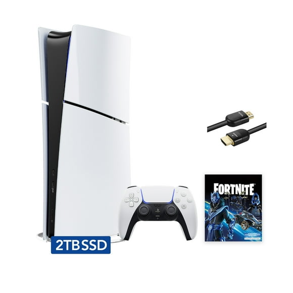 2023 Nouveau PlayStation 5 Slim Amélioré 2 To Édition Numérique Fortnite Cobalt Star Ensemble et Mytrix 8K HDMI Câble Ultra Haute Vitesse - Blanc, PS5 Slim 2 To SSD PCIe Console de Jeu