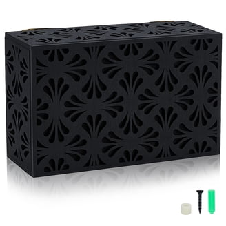 Black Wooden Doorbell Cover Box With Abstract Leaf Pattern – Wall-Mounted Decorative Chime Cover, Fits Standard Units, Great For Entryways, Porches, And Living Rooms