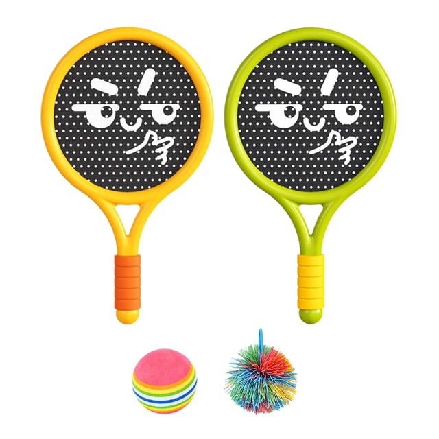 Children Tennis Racket Toy With Soft Sponge Grip And Two Balls For Outdoor Indoor Training Sports Parent Child Interaction