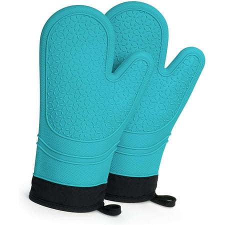 

Silicone Oven Mitt Heat Resistant Pot-Holder Pair with Quilted Liner Non-Slip Grip Silicone Mittens for Cooking BPA Free 12.5 in. Length