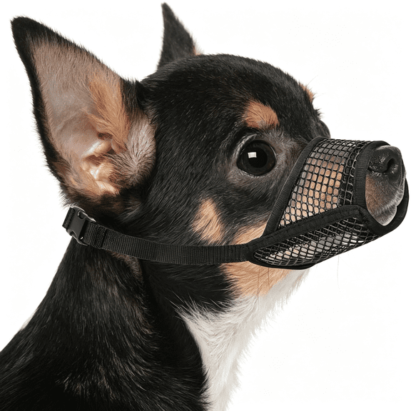 GASTROPOD Dog Muzzle Soft Mesh Muzzles Small Medium Large Dogs Chihuahua Poodle Husky Labrador Retriever Breathable Dog Mouth Guard Biting Chewing Grooming Allow Panting Drinking Xxs Black