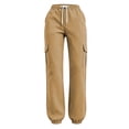 thumbnail image 4 of Lopecy-Sta Pants for Women Cargo Jogger Pants Elastic Drawstring Waist Multi Pockets Loose Fit Street Style Athletic Trousers for Spring Fall, 4 of 7
