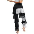 thumbnail image 3 of LiiYii Pantalon de Danse Latine de Salon à Franges pour Femme Salsa Tango Samba Rumba Performance de Danse Noir&Blanc TG, 3 of 7