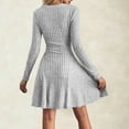 thumbnail image 6 of Karymi Summer Dresses for Women Brushed Ribbed Knit Dress, Crew Neck Long Sleeve Slim Fit High Waist Flowy A Line Short Dress for Fall Winter Daily, 6 of 9