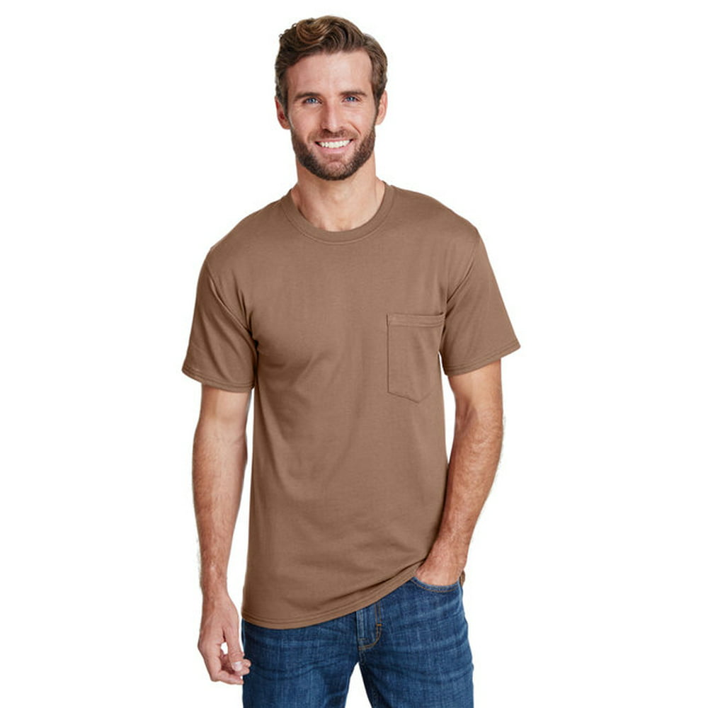 Hanes - Adult Workwear Pocket T-Shirt - ARMY BROWN - 2XL - Walmart.com ...
