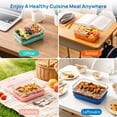 thumbnail image 6 of Sindcom 5 Pack 28oz Glass Food Storage Containers with Silicone Sleeves, Meal Prep Lunch Boxes Airtight BPA-Free Plastic Lids, Includes 304 Stainless Steel Spoon & Fork Set, 6 of 7