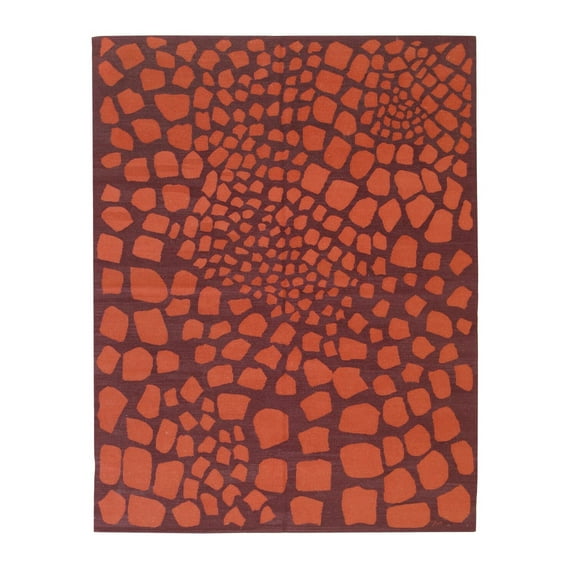 EORC FAM027OG6X8 6 x 8 ft. Modern Flat Contemporary Weave Wool Area Rug, Orange