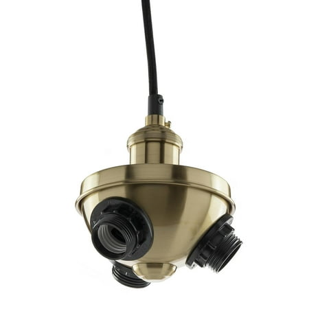 

Sunlite 3-Socket Hanging Pendant Vintage Style Fixture Copper Bronze Finish 42 braided cord