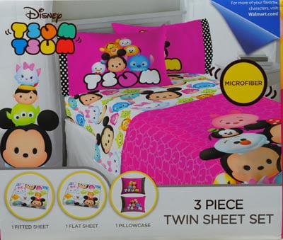 Disney Tsum Tsum Character Super Soft Microfiber 3 Piece Twin Sheet Set NEW 