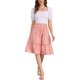 thumbnail image 2 of Falda Midi Floral con Volantes en Capas de Cintura Elástica A-Line para Mujeres INSPIRE CHIC Color Rosa Claro XL, 2 of 6