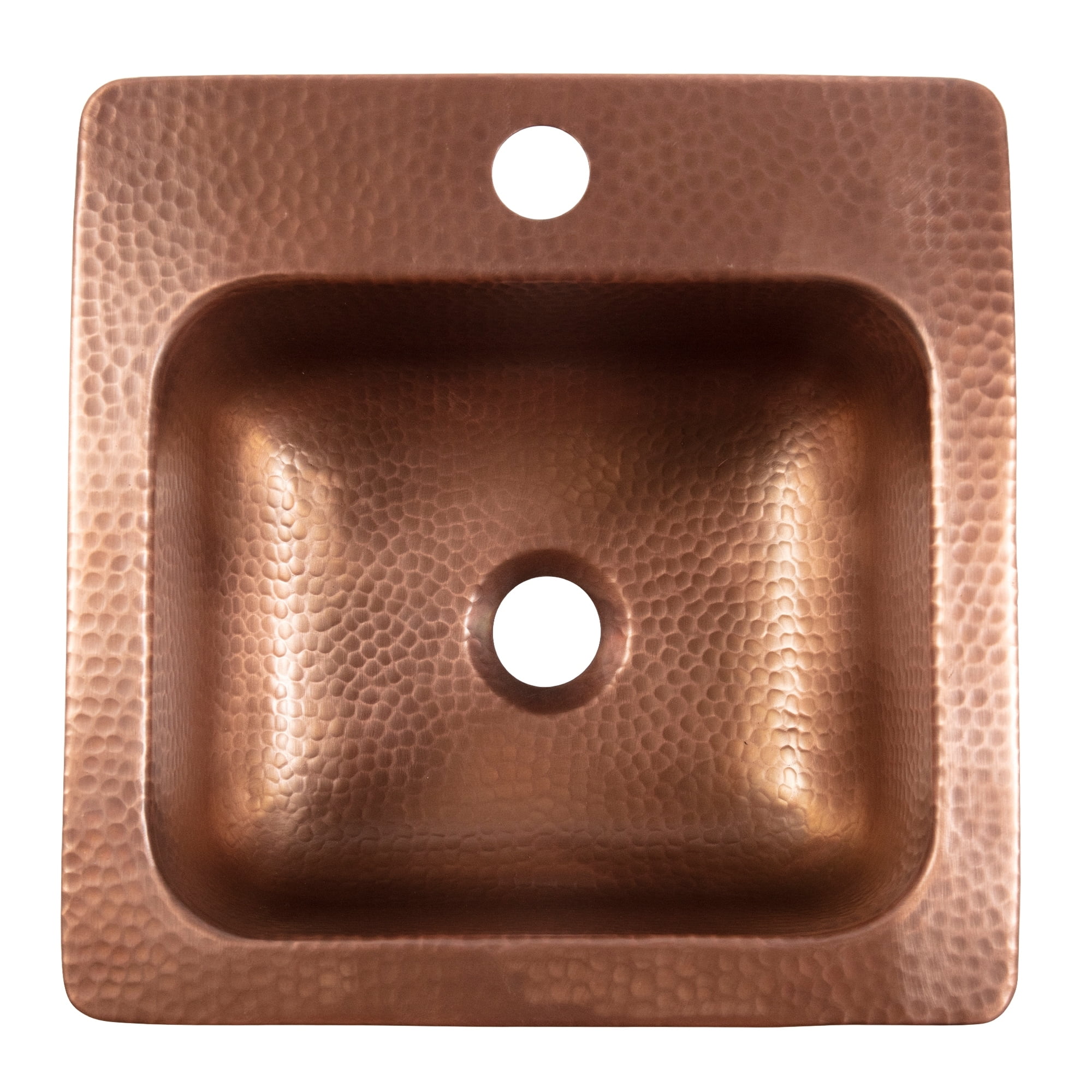 Sinkology Angelico Copper 15" Single Bowl Drop-In Kitchen Sink with 1 Hole