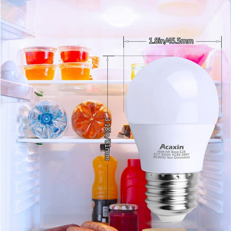 LED Refrigerator Light Bulb 40 Watt Equivalent, 120V Fridge Appliance Light  Bulb 4W Daylight White 5000K, Waterproof A15 Fridge Light Bulbs 450LM, E26