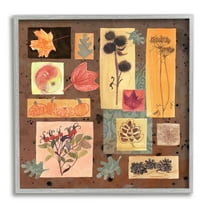 Stupell Industries Autumn Botanicals Pattern Holiday Painting Gray Framed Art Print Wall Art, 12 x 12