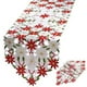 thumbnail image 2 of Mantel navideño rojo con encaje bordado, impermeable | Decoración festiva para el comedor | Camino de mesa rectangular con estampado de copos de nieve, 2 of 6