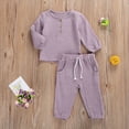 thumbnail image 2 of Toddler Baby Boy Girl Clothes 6M 12M 18M 24M 3Y 4Y 5Y Cotton Linen Long Sleeve Button Pullover Tops Drawstring Pants Set Casua, 2 of 8