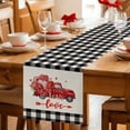 thumbnail image 5 of Valentine's Day Table Runner - 120 Inch Long Red Loves Truck Romantic Buffalo Plaid Beige Cotton and Linen Blended Dress Scarves Farmhouse Table Runner for Kitchen Dining, Coffee Table, 13" x 120", 5 of 8