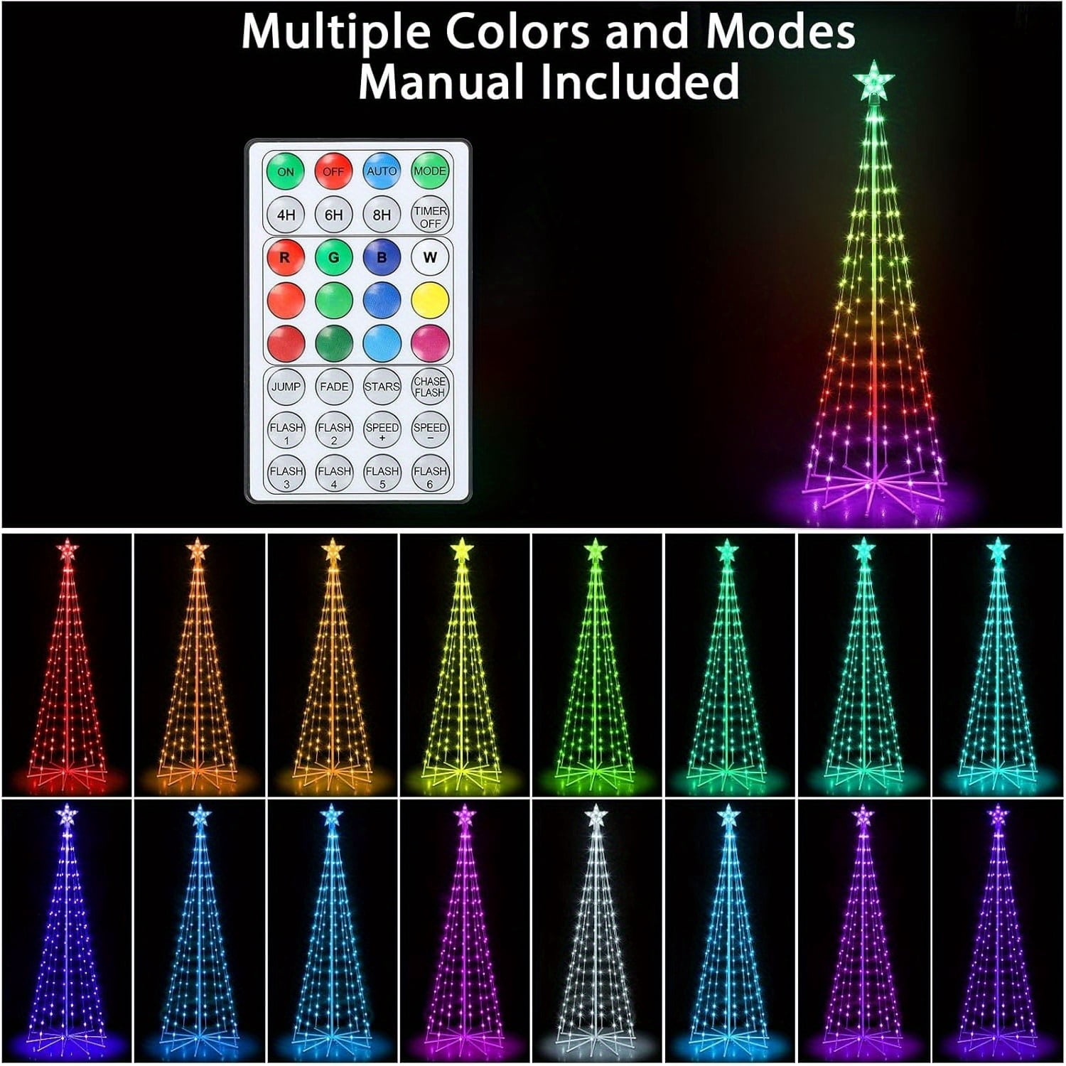 6FT Remote Control 16 Color Plug In Cone Tree Light Ideal for Holiday Decorations Indoor and Outdoor Use Energy Efficient LED Lighting Perfect for Christmas Parties and Events