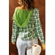 thumbnail image 1 of ABPHQTO Chaqueta de mujer verde con capucha y cordón a cuadros, 1 of 5