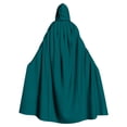 thumbnail image 2 of siminsem Velvet Hooded Cloak for Adults UniFull Length Halloween Cape Medieval Renaissance Witch Wizard Vampire Gothic Cosplay Party Robe 1 Pack, Mint Green,M, 2 of 6