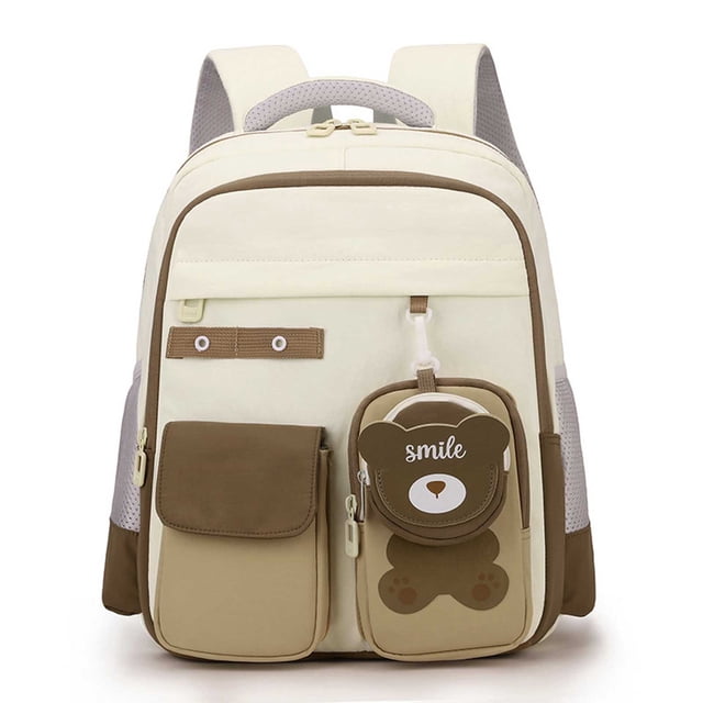 Ediodpoh Large Capacity Lightweight Backpack For Students Kids Comfortable Durable School Bookbag With Cartoon Design Khaki