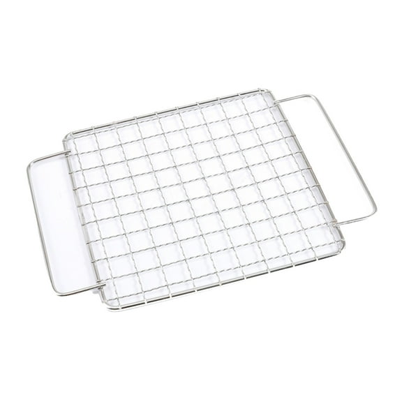 Stainless Steel BBQ Charcoal Grate for Barbecue Grill with Two Handles, 18.5x13.5cm