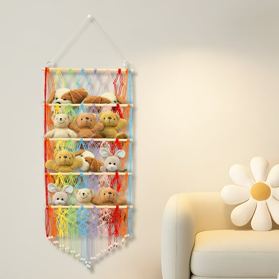 Stuffed Animal Net or Hammock Handmade Toy Hammock Net for Stuffed Animals Corner Wall Hanging for Toy Storage Organizer Holder for Small Stuffed Animal Net