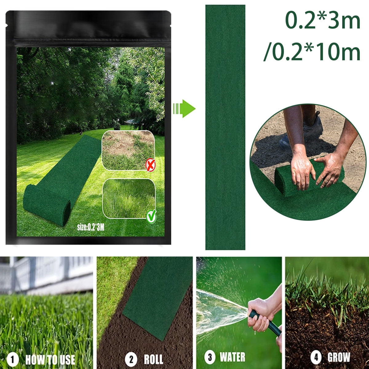 iSunday Biodegradable Grass Grow Mat Fertilizer Garden Picnic Growing Plant Germination Mats Biodegradable Seed Carpet 